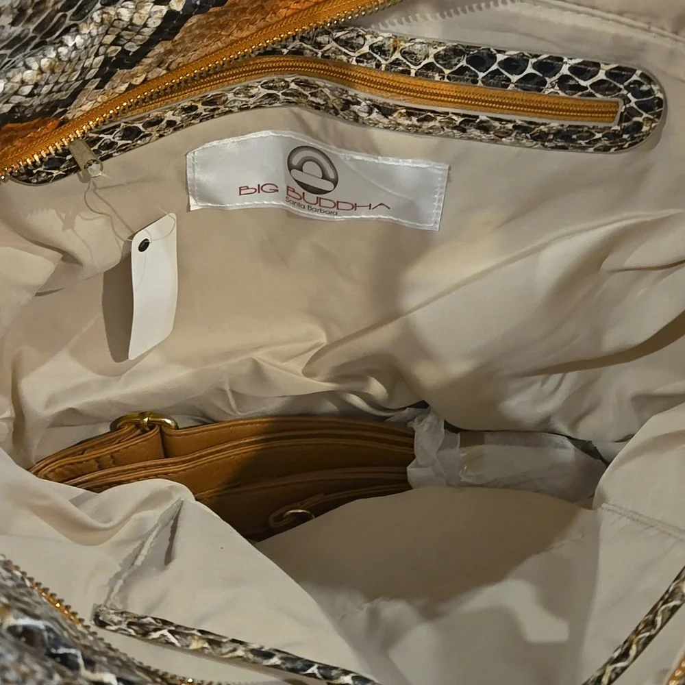 Big Buddha  Multi-Tone Faux Snakeskin Shoulder Bag NWT - Picture 4 of 6